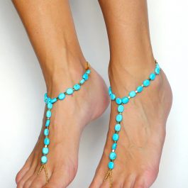 Turquoise Bead Barefoot Sandals