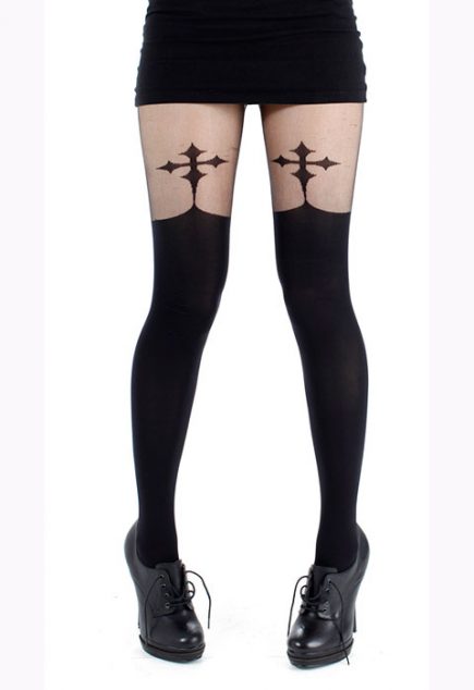 Tiffany Quinn Goth Cross Suspender Tights