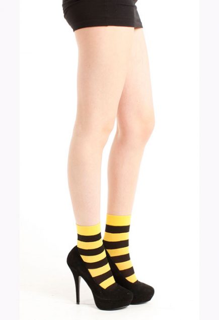 Tiffany Quinn Pixie Striped Black and Yellow Ankle Socks